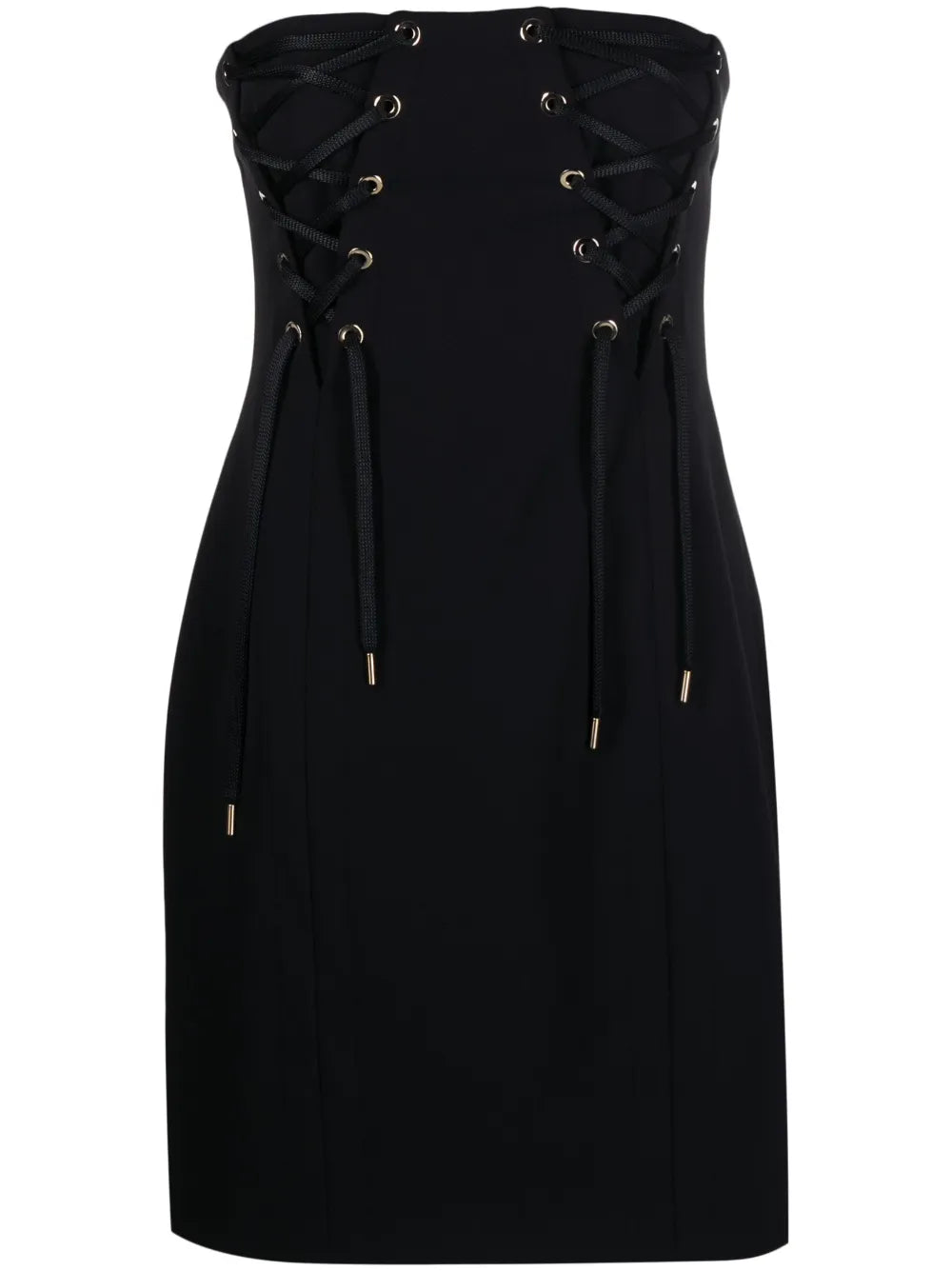 Lace-Up Strapless Stretch-Crepe Minidress