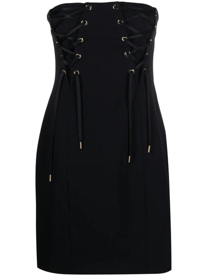 Lace-Up Strapless Stretch-Crepe Minidress