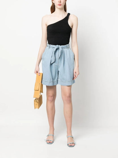 Belted Denim Shorts