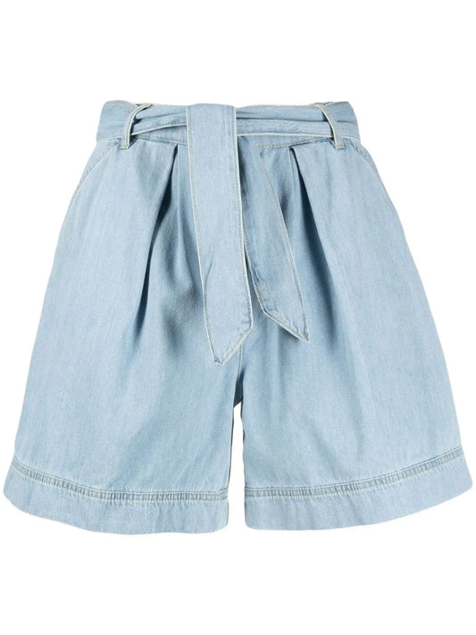 Belted Denim Shorts