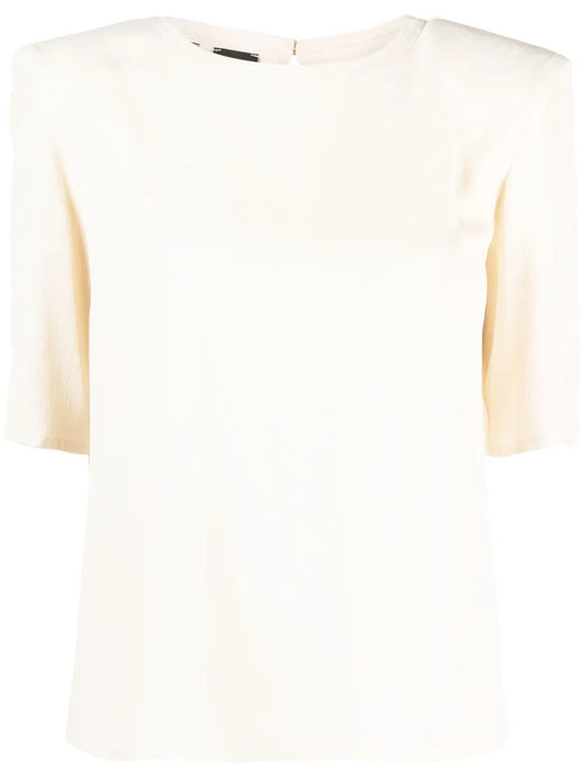 Round-Neck Short-Sleeve Blouse