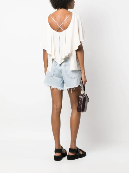 Ruffled Short-Sleeve Blouse