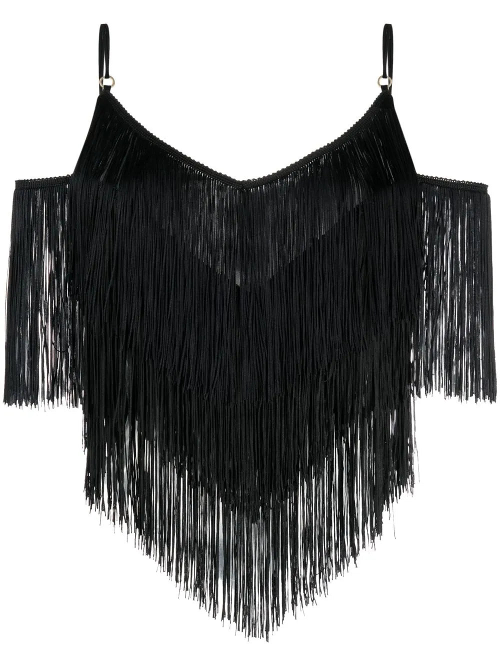 Fringe-Detail Drop-Shoulder Top