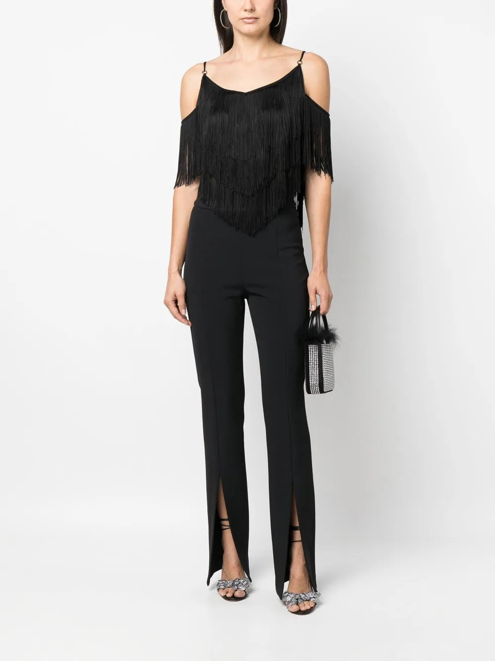 Fringe-Detail Drop-Shoulder Top