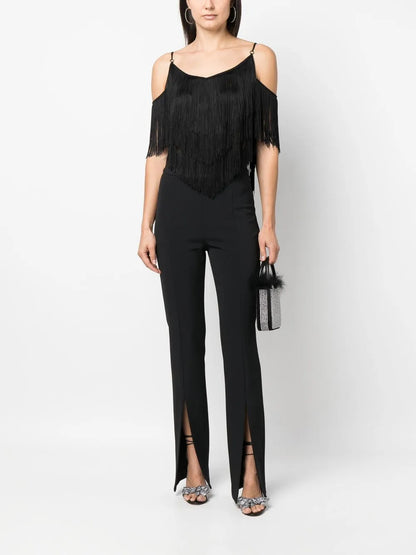 Fringe-Detail Drop-Shoulder Top