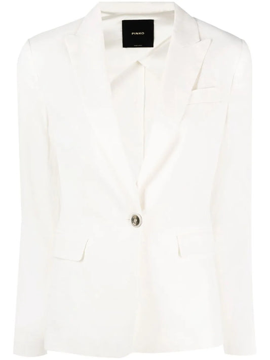 Peak Lapel Linen-Blend Blazer