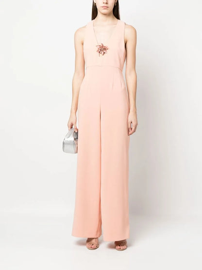 Flower Appliqué Jumpsuit