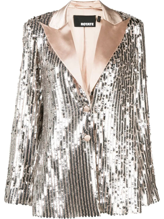 Sequin-Embellished Single-Breasted Blazer