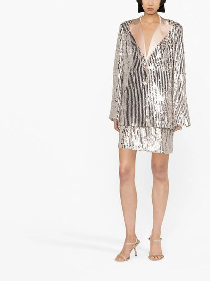 Sequin-Embellished Single-Breasted Blazer