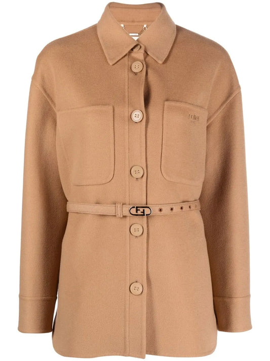 Logo-Buckle Single-Breasted Coat