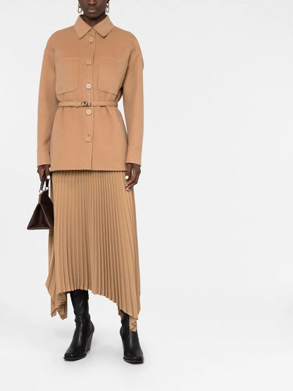 Logo-Buckle Single-Breasted Coat