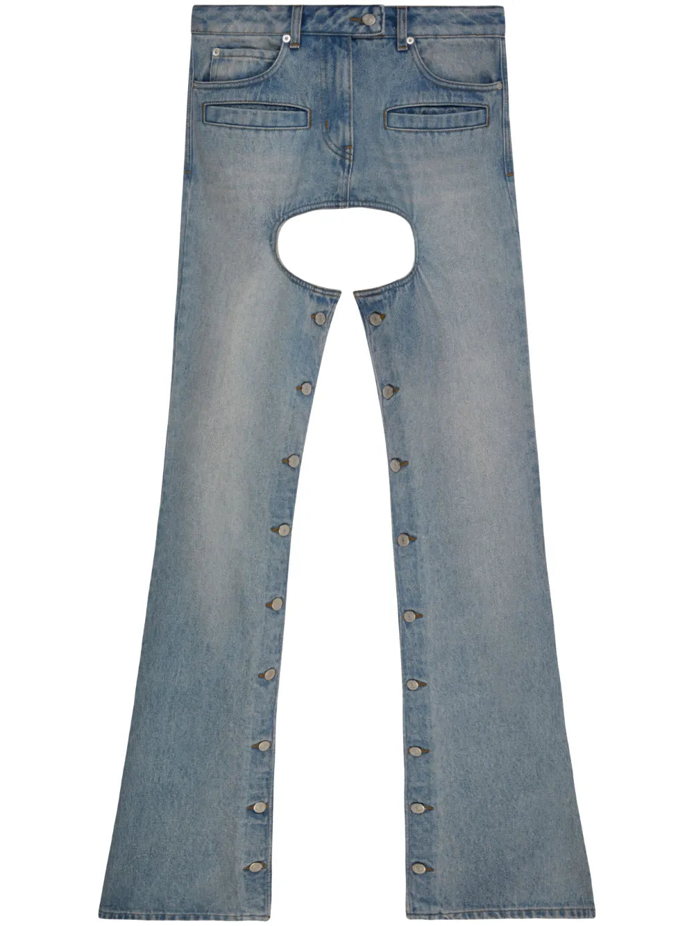 Cut-Out Flared Denim Trousers