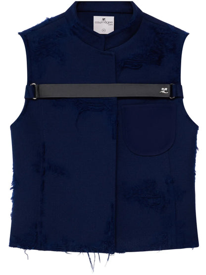Distressed-Effect Strap-Detailed Jacket