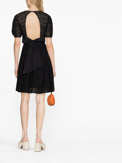 Broderie-Anglaise Cotton Short Dress