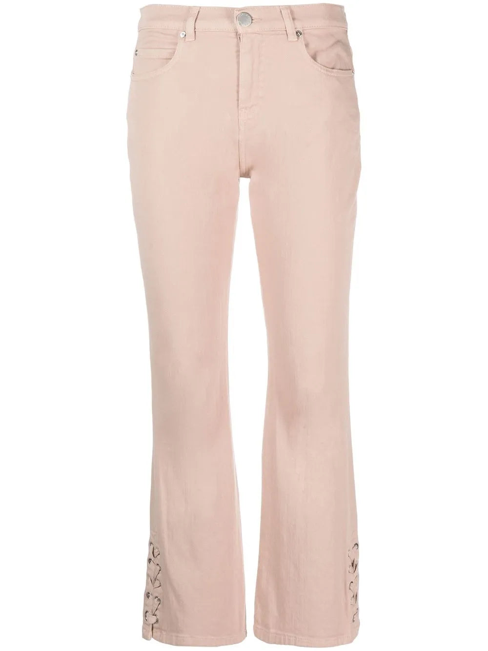 Lacing-Detail Logo-Patch Bootcut Jeans