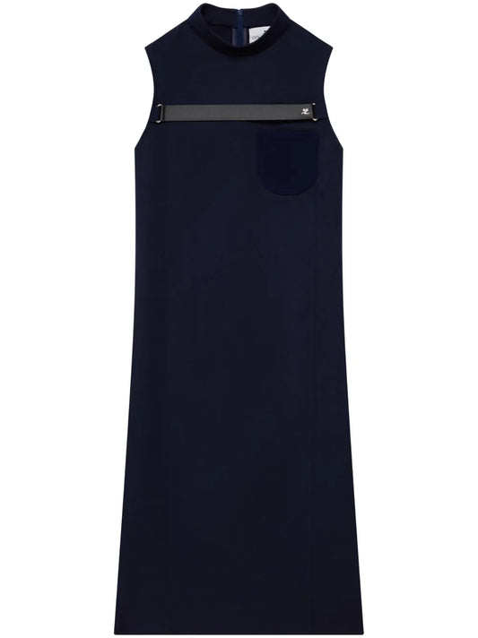 Strap-Detailed Twill Midi Dress