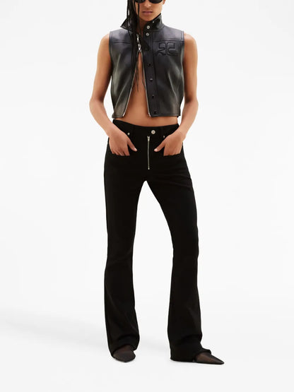 Logo-Embossed Zip-Up Leather Gilet