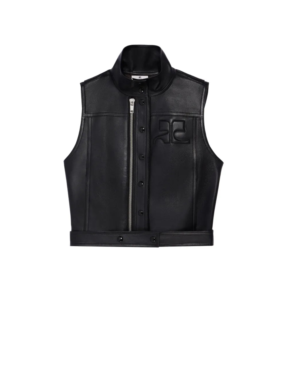 Logo-Embossed Zip-Up Leather Gilet