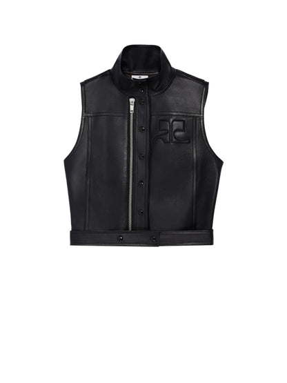 Logo-Embossed Zip-Up Leather Gilet