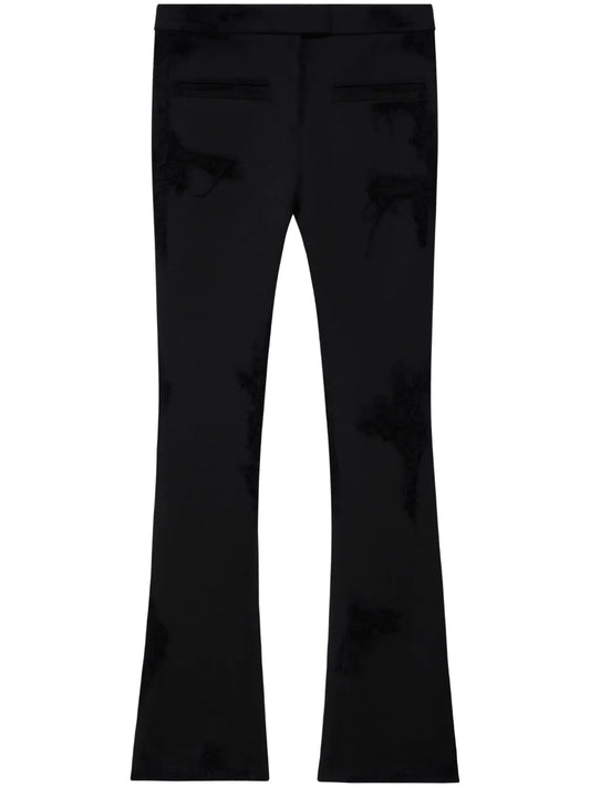 Distressed-Effect Flared Trousers