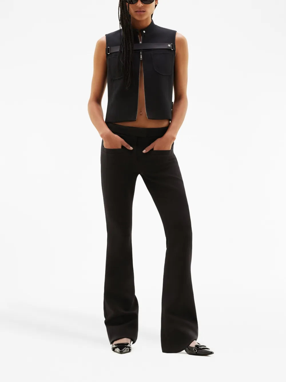 Distressed-Effect Flared Trousers