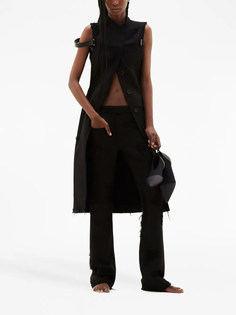 Sleeveless Virgin-Wool Coat