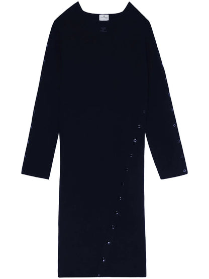 Round-Neck Knitted Midi Dress