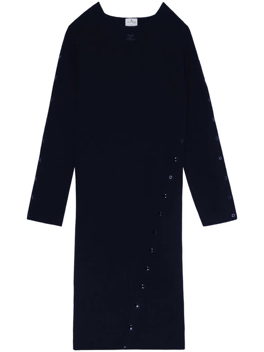Round-Neck Knitted Midi Dress