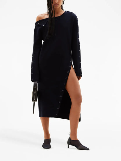 Long-Sleeve Knitted Midi Dress