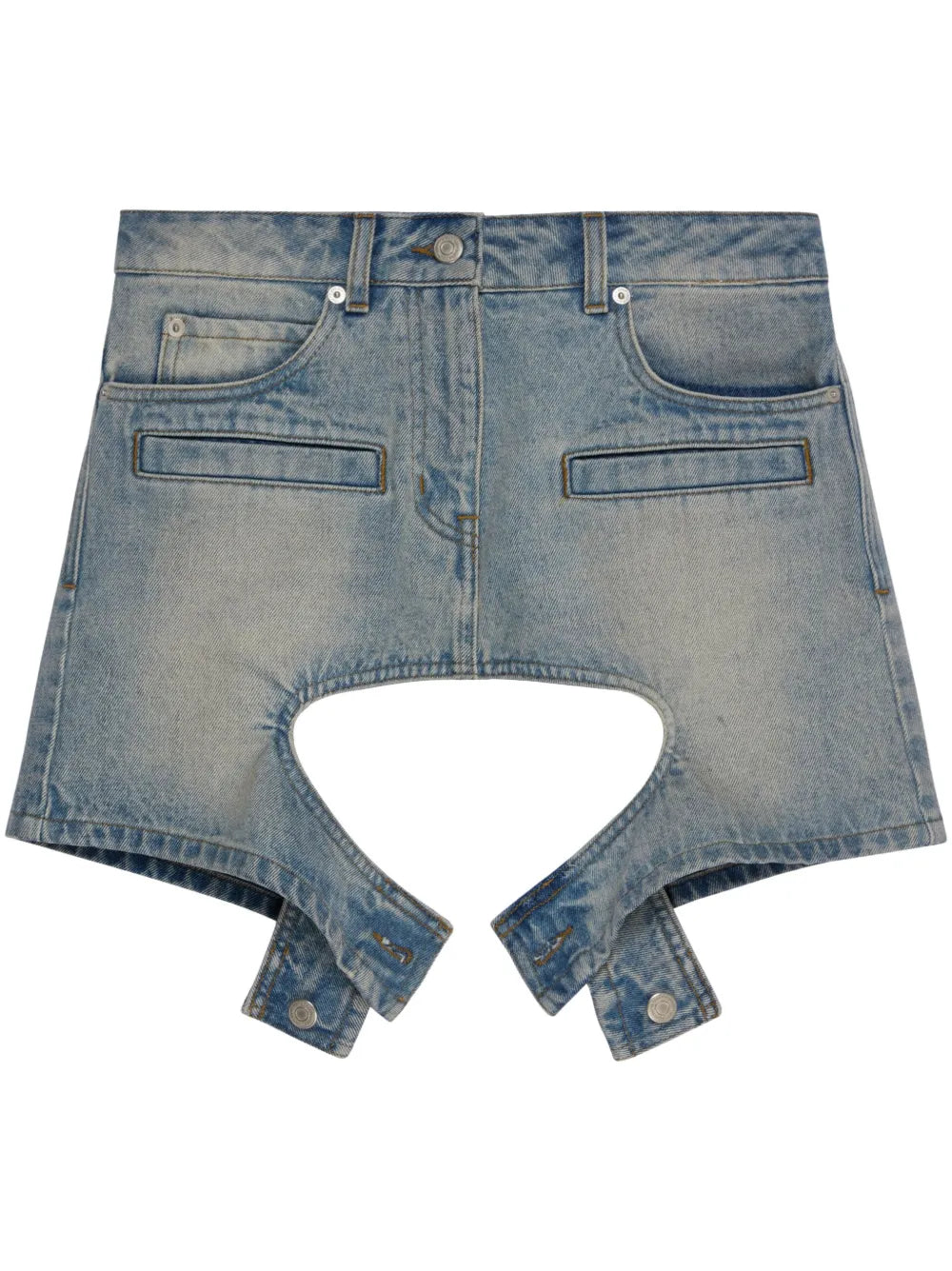 Cut-Out Denim Miniskirt