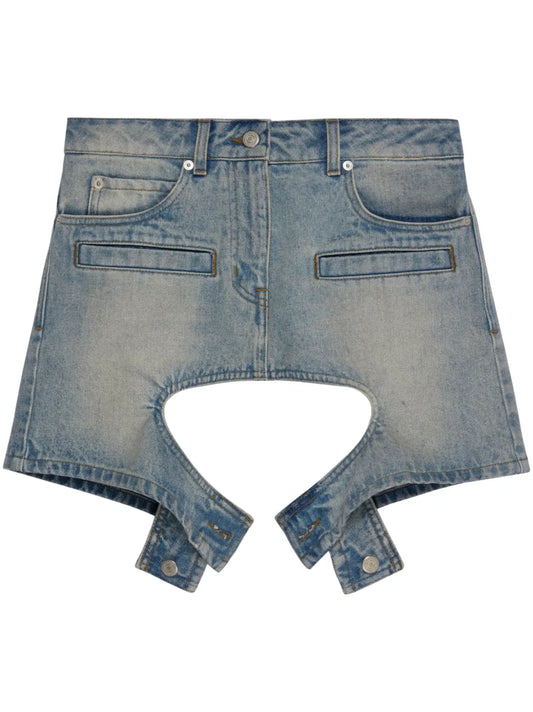 Cut-Out Denim Miniskirt