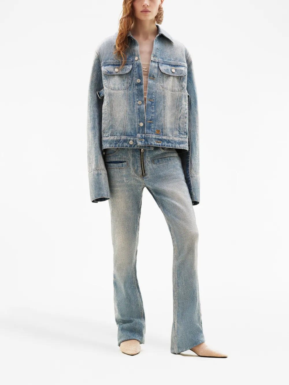 Crystal-Embellished Denim Jacket