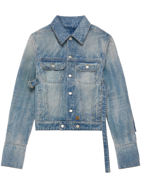 Crystal-Embellished Denim Jacket