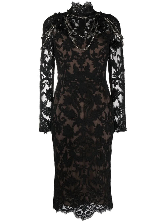 Crystal-Embellished Midi Dress