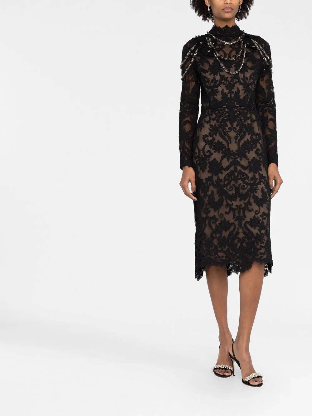 Crystal-Embellished Midi Dress