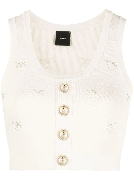 Button-Detail Knitted Top