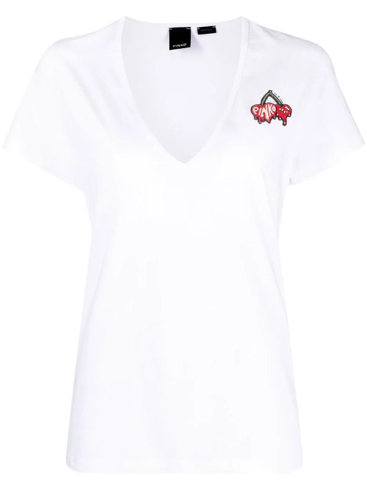 Logo-Print V-Neck Short-Sleeved T-Shirt