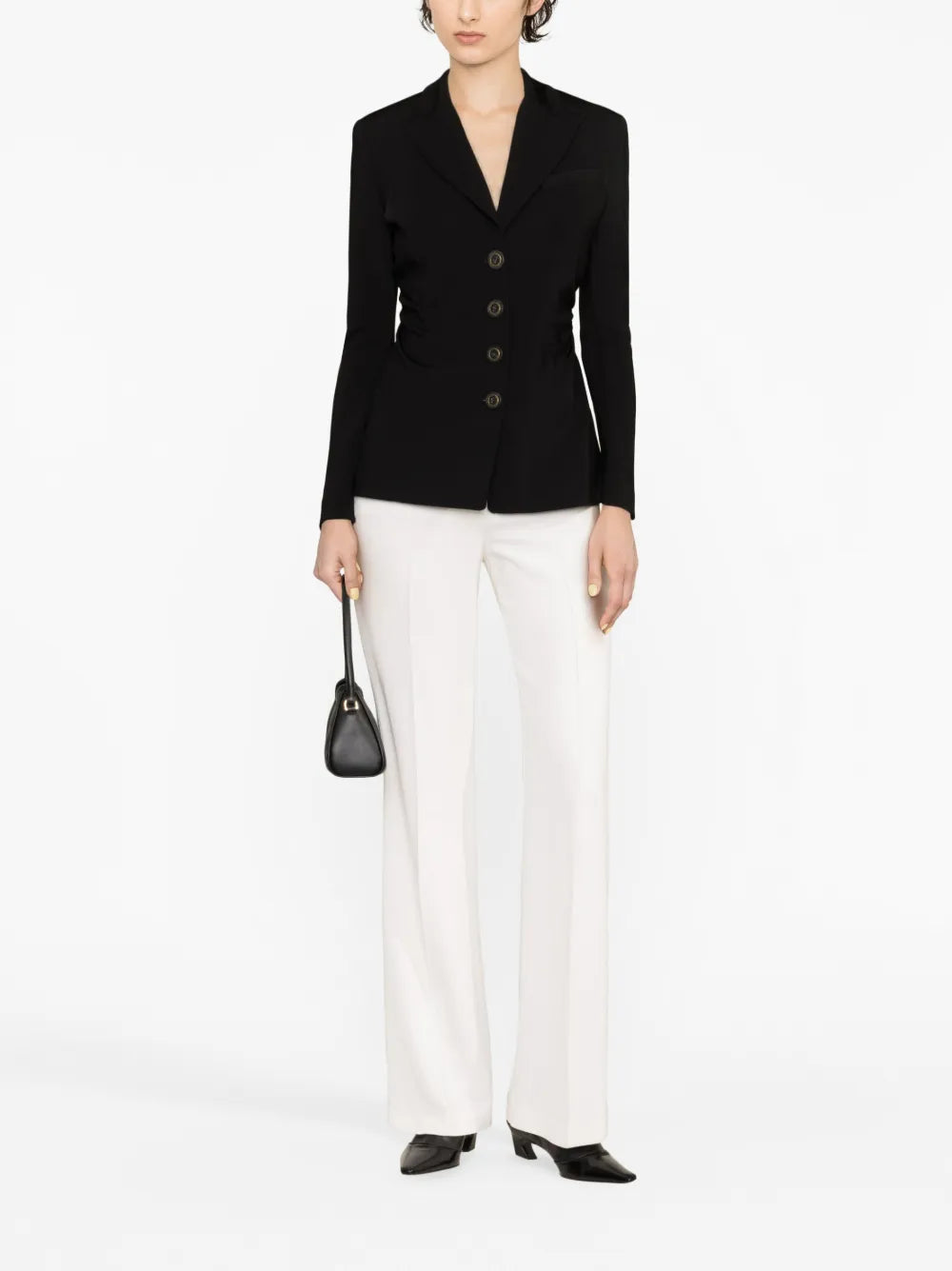 Gathered Single-Breasted Blazer