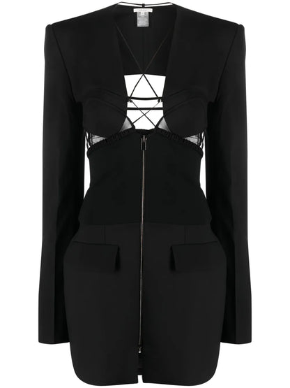 Cut-Out Wool Minidress