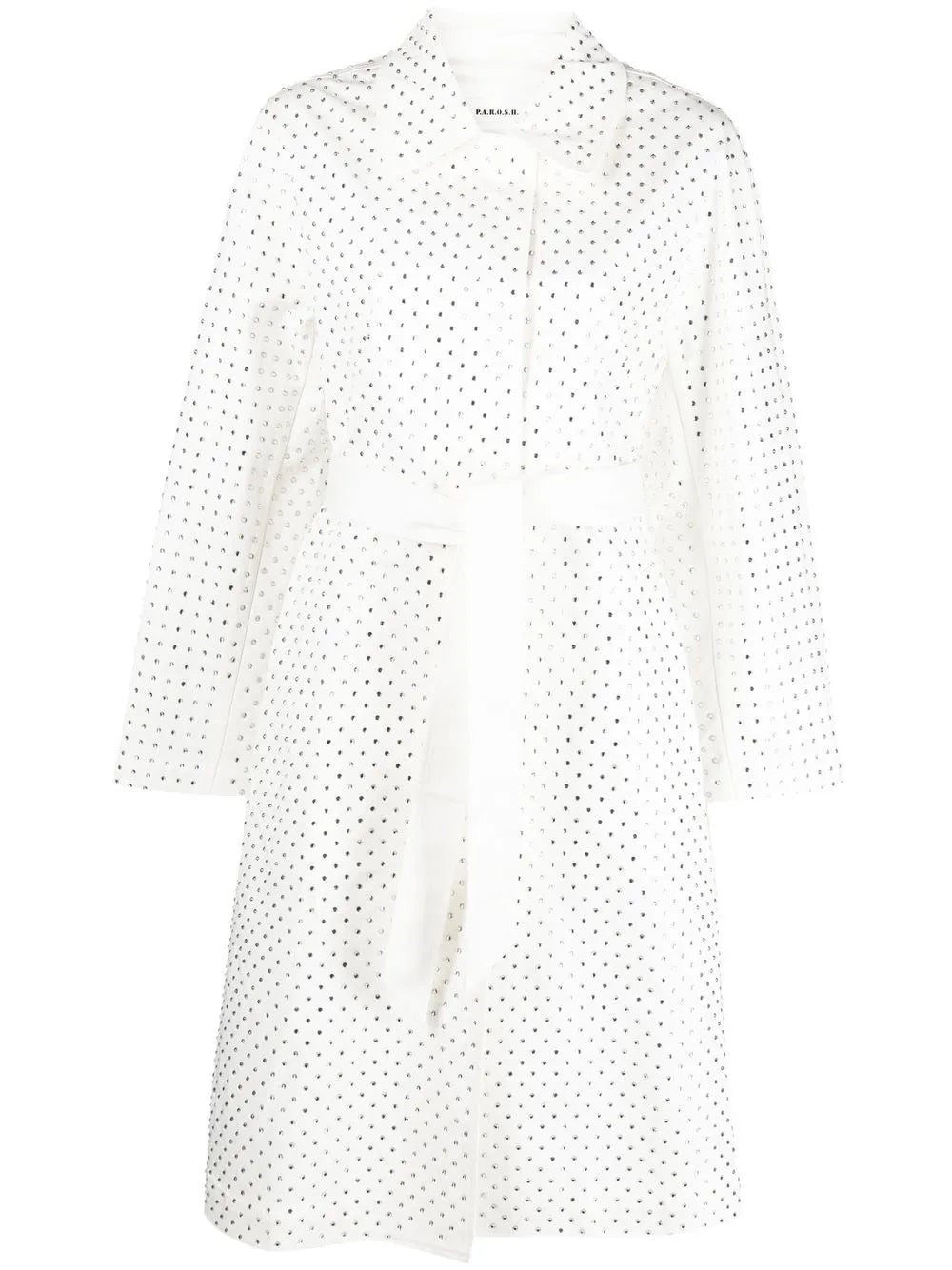 Rhinestone-Embellished Cotton Trench Coat