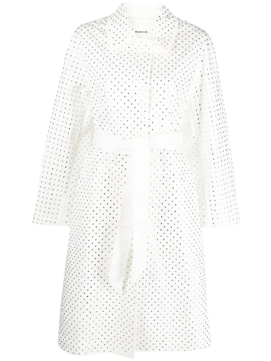 Rhinestone-Embellished Cotton Trench Coat
