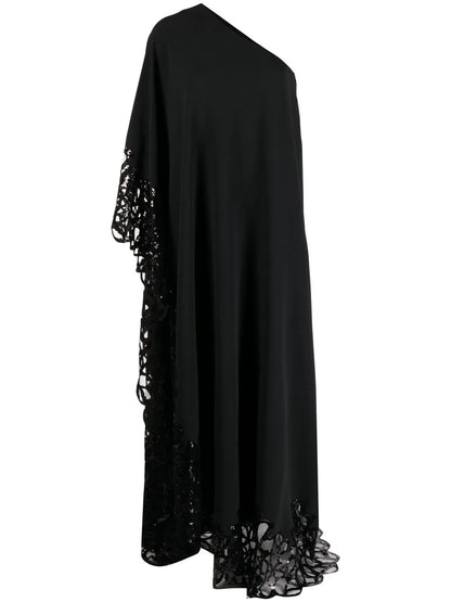 Sequin-Embellished One-Shoulder Gown