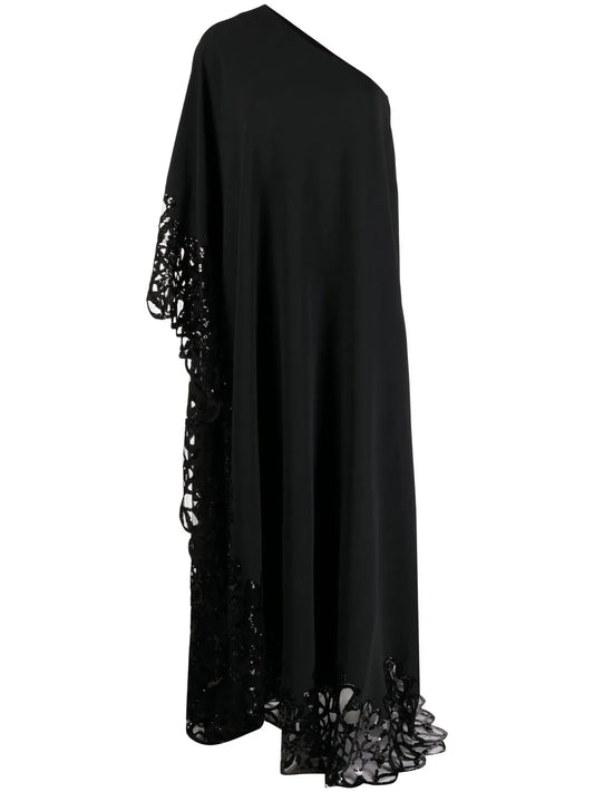 Sequin-Embellished One-Shoulder Gown