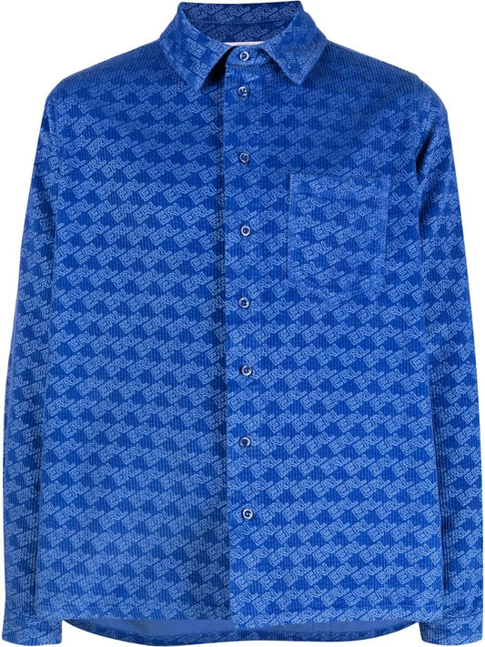 All-Over Logo Print Corduroy Shirt