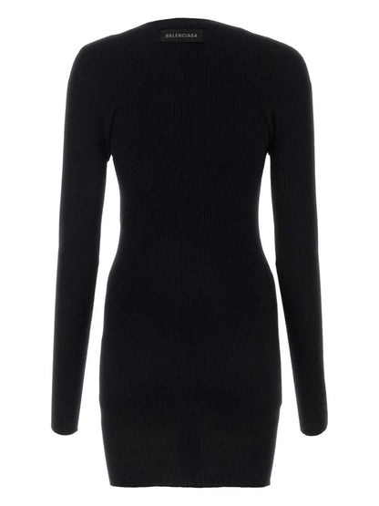 Logo-Patch Ribbed Cotton Dress