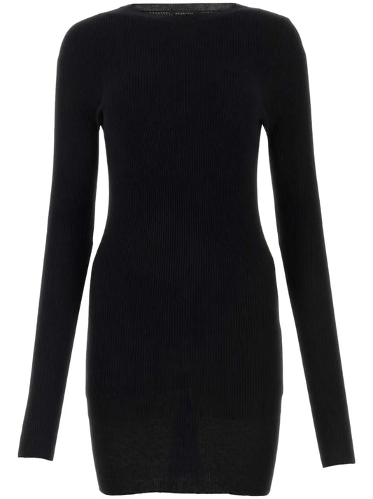 Logo-Patch Ribbed Cotton Dress