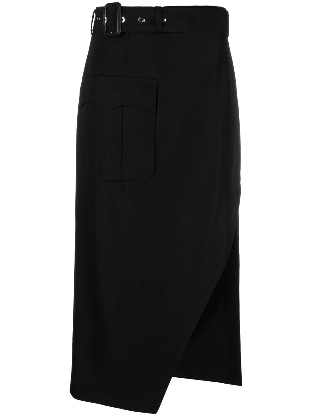 Belted-Waist Mid-Length Skirt
