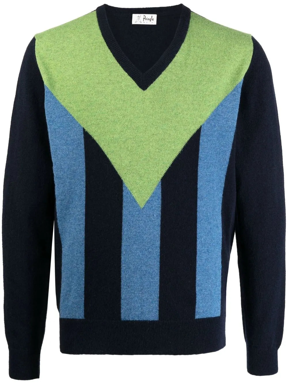 Vertical-Stripe V-Neck Jumper