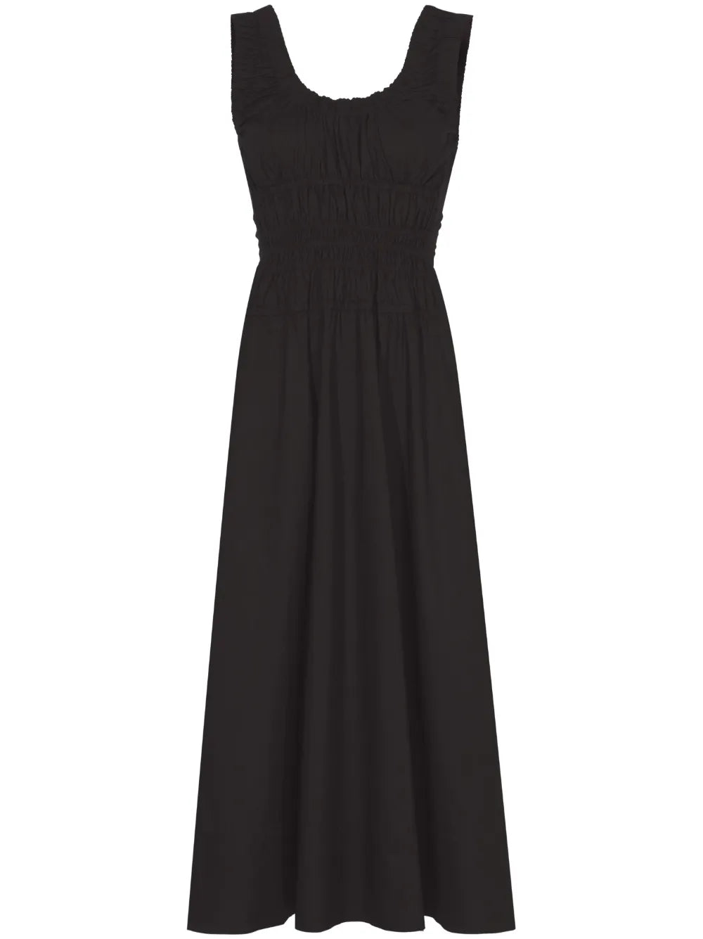 Gathered Poplin Midi Dress