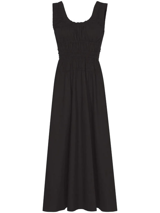 Gathered Poplin Midi Dress